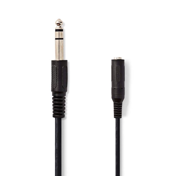 Stereo Audio kabel | 6.35 mm Hanstik | 6.35 mm Hunstik | Nikkelplateret | 5.00 m | Runde | Label