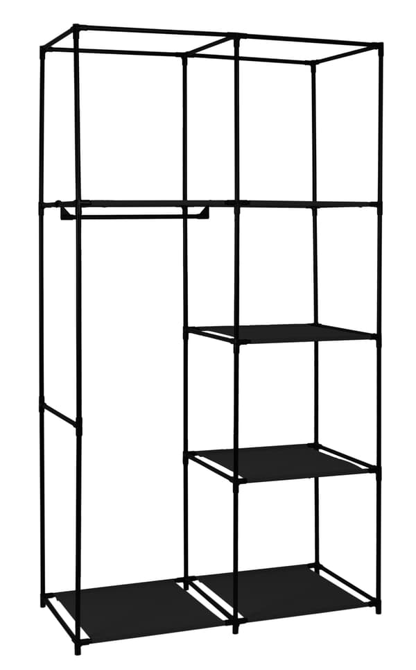 Bærbart stofgarderobeskab, 4 hylder, sort, 170x90x45 cm