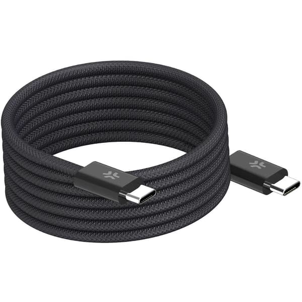 USB-C magnetisk flätad kabel, 60W, 2m, svart