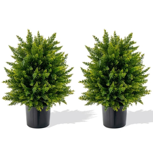 Kunstige cedertræer, topiary, 2-pak, 55 cm, UV-resistente