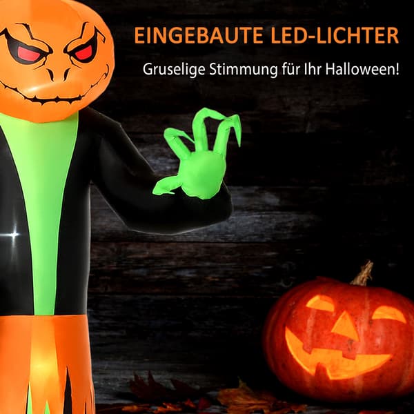 Uppblåsbar Halloweenpumpa med LED-ljus, 2,7 m