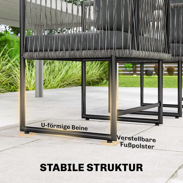 Utomhusstolsset, stålram, PE-rotting, vadderad