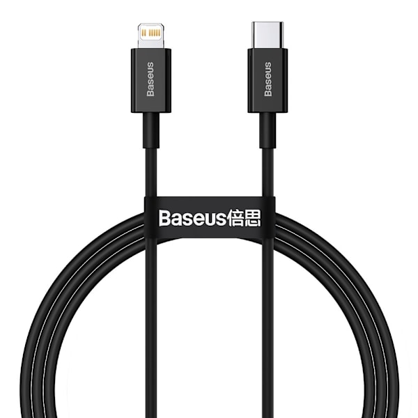 Ylivoimainen USB-C Iphone Lightning -kaapeli nopeaan lataukseen 20 W 1m musta