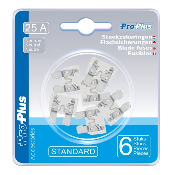 Bladsikringer standard 25A neutral 6 stk i blister