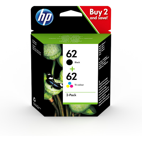 HP 62 - mustekasettipakkaus, musta ja kolmiväri