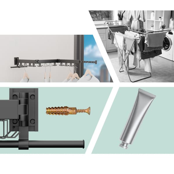 Vægmonteret, foldbar tørrestativ – Rustfrit aluminium