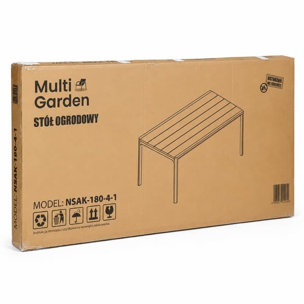 8-sits trädgårdsbord i polywood, 180×90 cm, grått