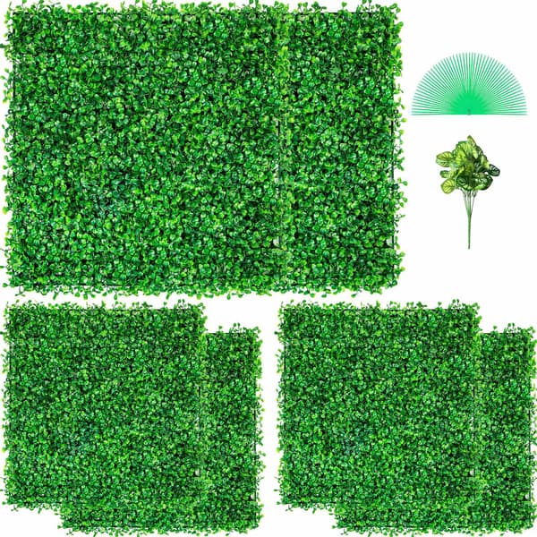 Konstgjorda buxbomshäckpaneler, 6-pack, 20x20 tum, UV