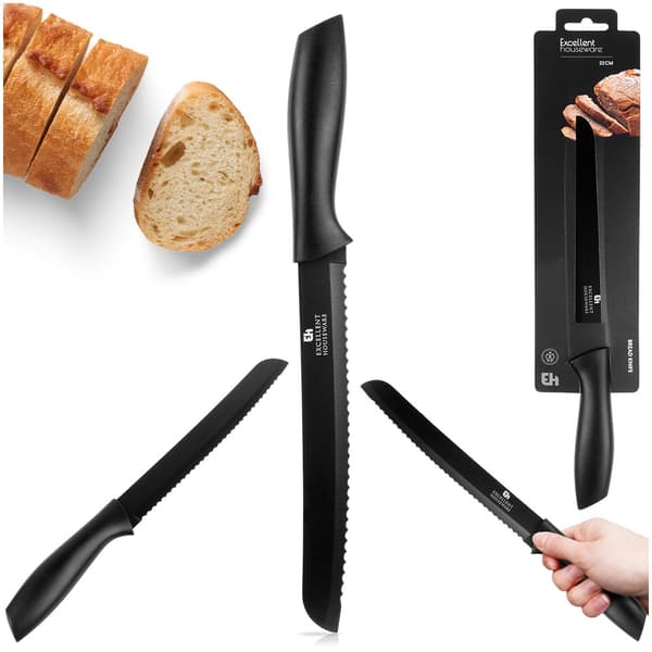 Brödkniv stål svart 32 cm