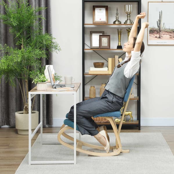 Ergonomisk knælestol, mørkeblå, birketræsstel