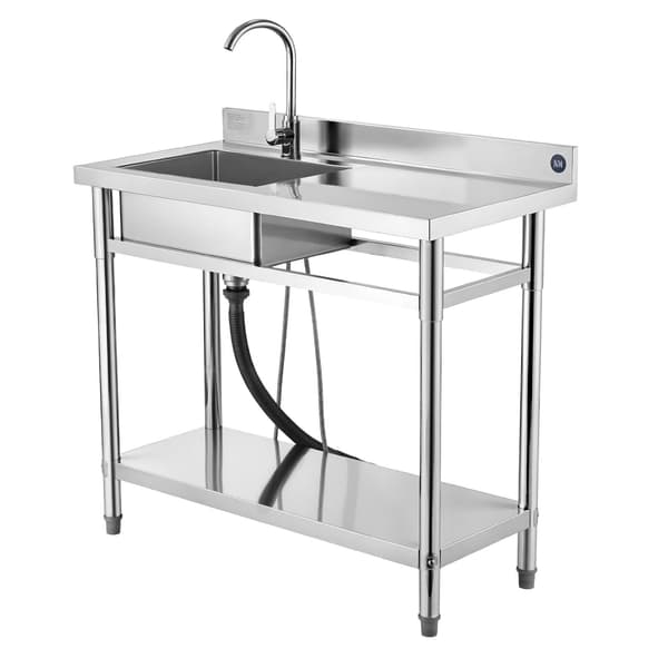 Rostfritt stål diskho, enkel ho med kran, 1000x500mm