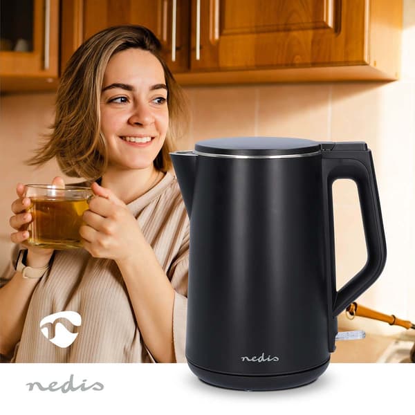 Elkedel | 1.5 l | Plast | Sort | Drejelig 360 grader | Skjult varmeelement | Strix®-controller | Beskyttelse mod kogetørring