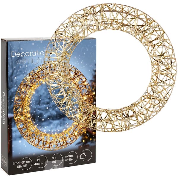 Julkrans 40 cm, 30 LED-ljus varmvita