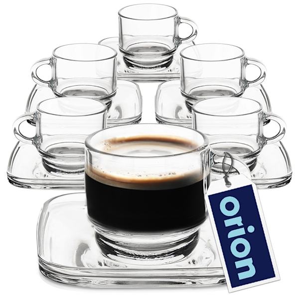Glaskop med underkop 75 ml 6 stk.