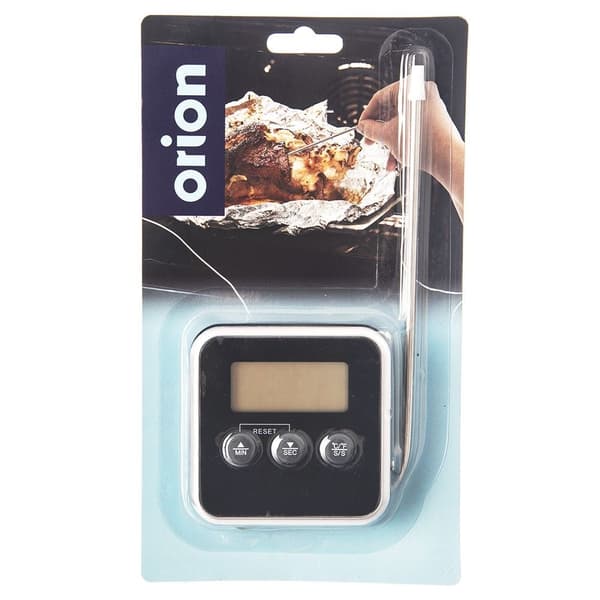 Digitalt køkkentermometer med sonde, display og timer