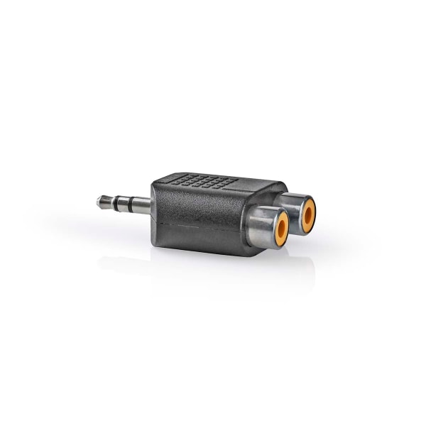 Stereo Audio Adapter | 3.5 mm Hanstik | 2x RCA Hun | Nikkelplateret | Lige | ABS | Sort | 1 stk. | Box