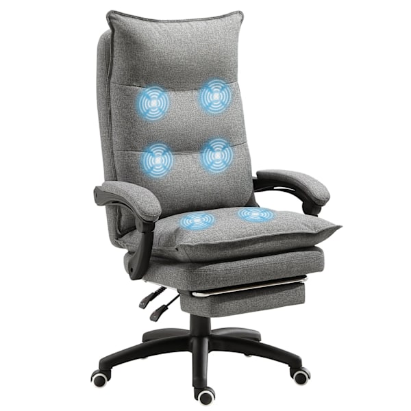 Hierontatuoli Pyörivä Tuoli, Pelituoli, Työtuoli, Ergonominen Työtuoli, Korkeussäädettävä, Nylon, Harmaa, 70X62X120-130Cm