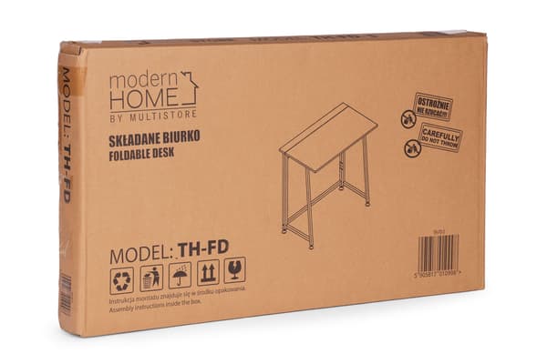 Hopfällbart laptopbord, 80x45 cm, svart MDF, platsbesparande