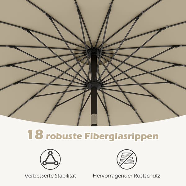 Terrasseparasol 258 cm, Beige, Håndsving Åbn/Luk, Vip 35