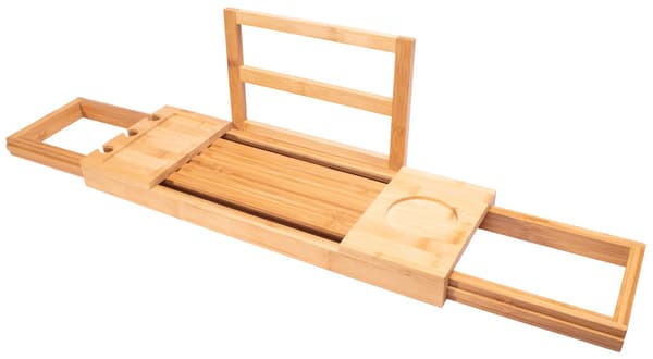 Badkarshylla i bambu, justerbar 50-85 cm
