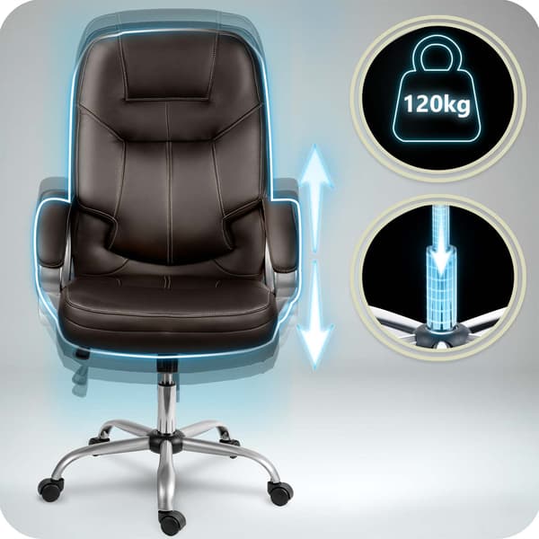 Ergonomisk kontorstol, mørkebrun, justerbar højde