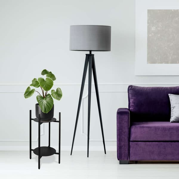 Loft metallväxtställ, svart, två hyllplan, 70 cm