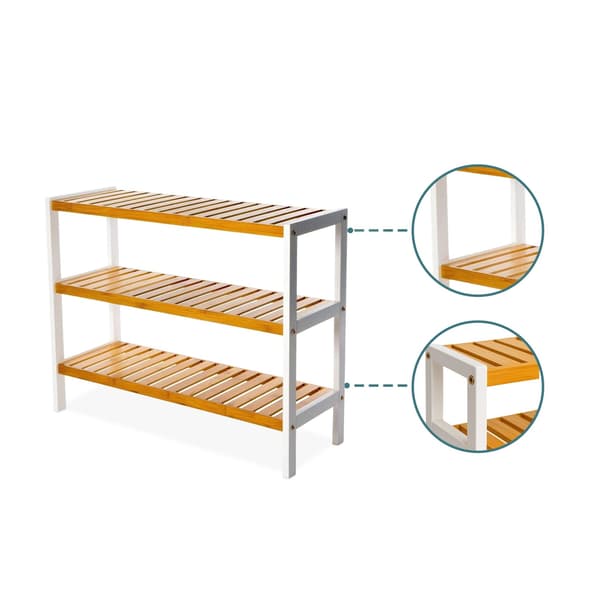Bambus skohylde, 3-lags, pladsbesparende design