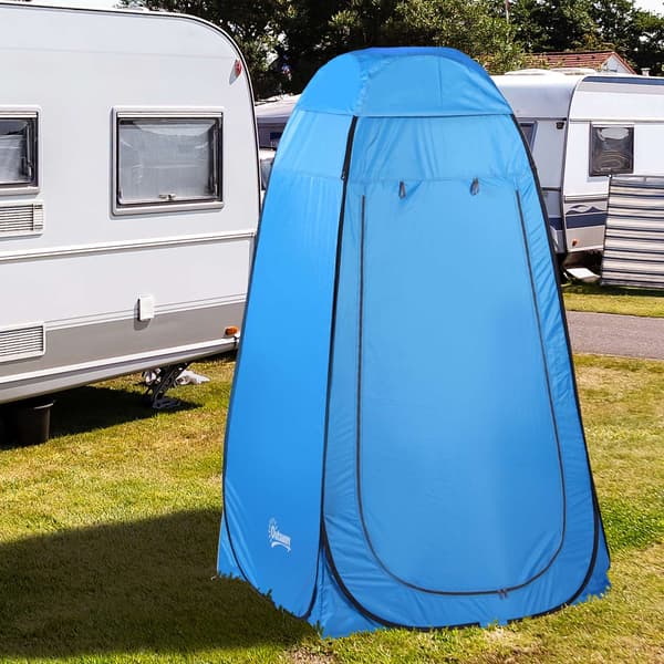 Pop-up campingtelt med bruser, himmelblå, 120x120x190 cm