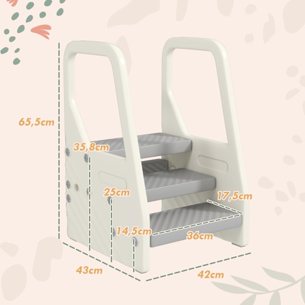 Trapppall med 3 trappsteg, badrumspall för barn höjdjusterbar, toalettpall med halkskydd, badrumspall för barn 2-5 år, lastkapacitet upp till 30 kg, f
