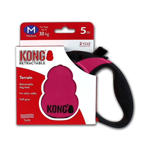 KONG Infällbart koppel Terräng Rosa M (5m/30kg)