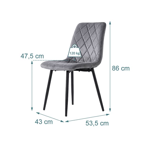 Grå sammetsmatstolar, set om 4 – Modern klädd