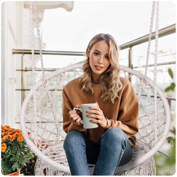 Hængende Havelænestol Gynge BOHO Beige