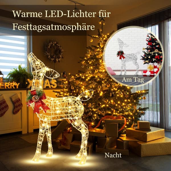 Forbelyst jule-rensdyr, 50 LED, udendørs pæle