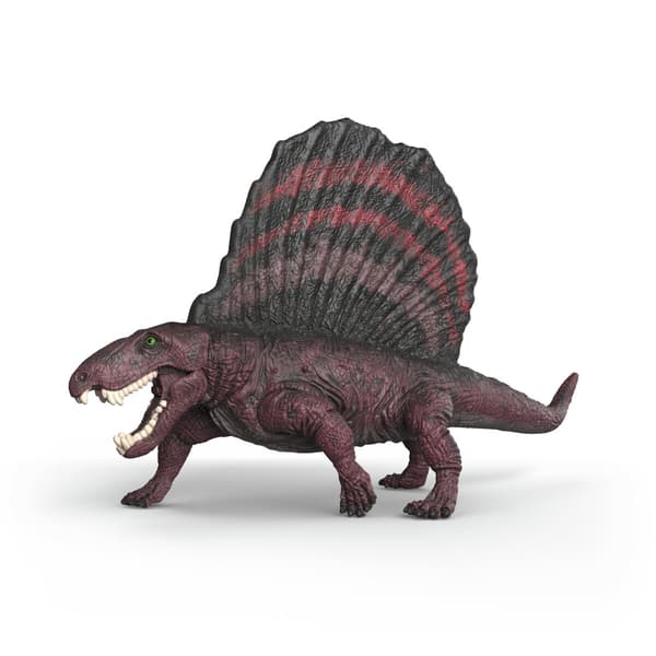 Dimetrodon dinosaurfigur med rødt og sort sejl