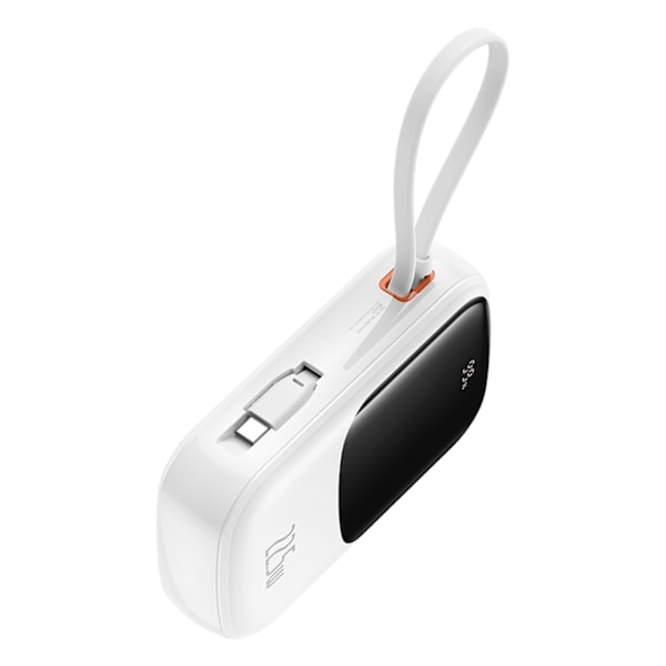 Qpow Pro+ 20000mAh powerbank med USB-C-kabel och display - vit