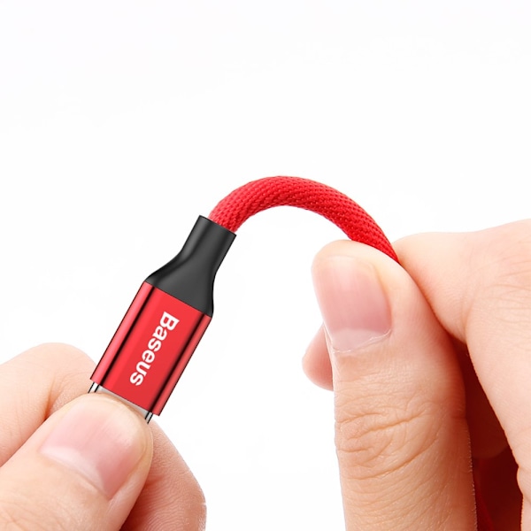 Tyg flätad kabel USB - iPhone Lightning 1,8m - röd
