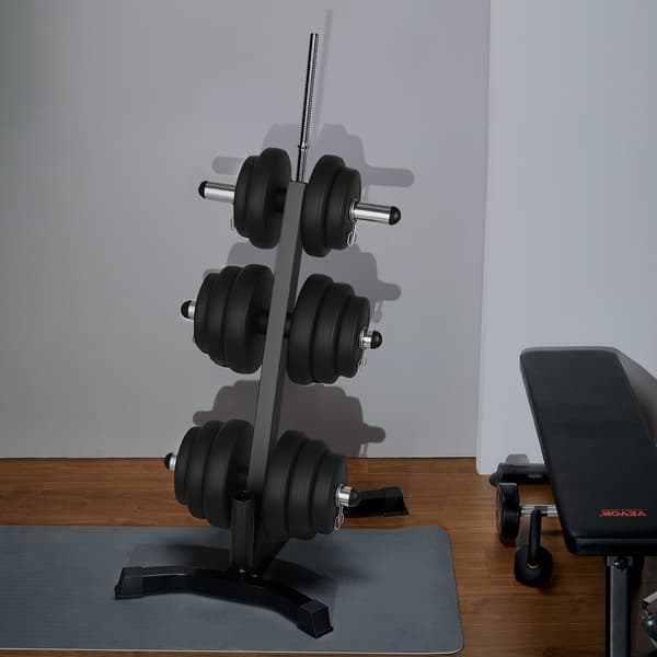 Viktskivestativ, L-ram, bärförmåga 454 kg, svart