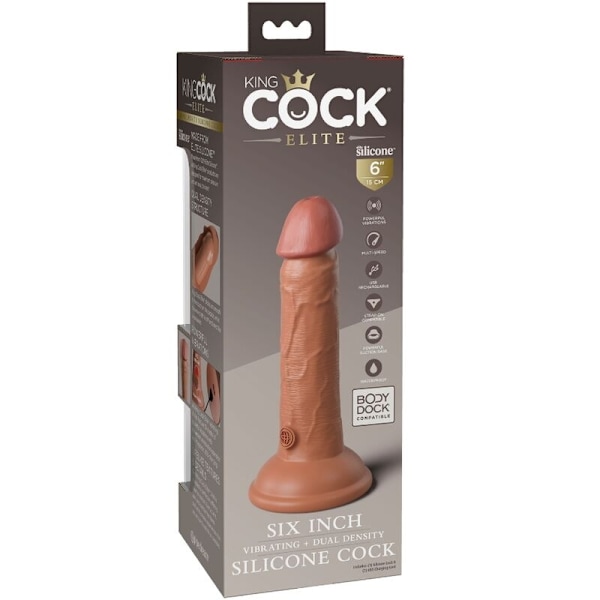 King Cock - Elite Realistic Dildo tärisevä ja silikoni 15,2 cm karamelli