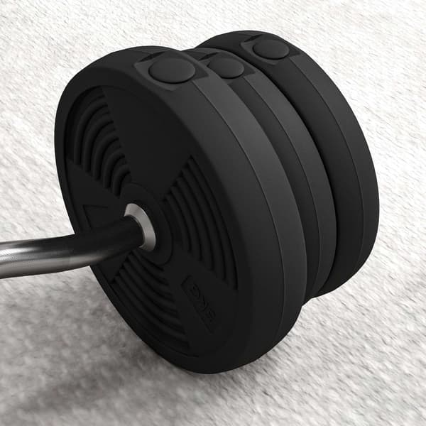Curl skivstångsset 25 kg med 6 viktskivor, halkfritt grepp, PVC-belagd, svart