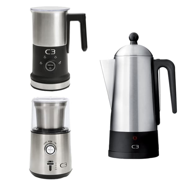 Kaffebryggset, rostfritt stål, kvarn och skummare
