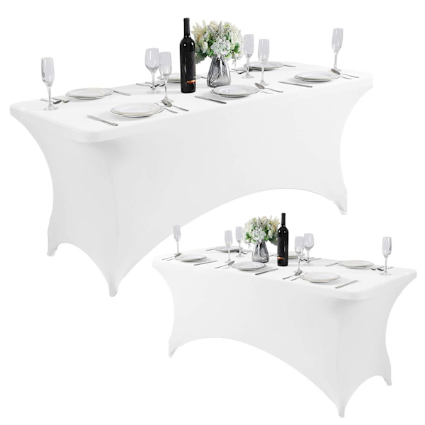 Universalduksöverdrag till cateringbord 180 cm 6FT vit resår