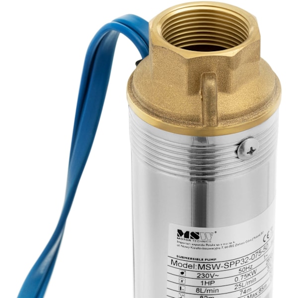 Dykpumpe til dyb brønd STAL 1000 W 3800 l/t op til 85 m