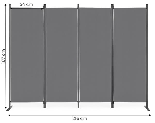 Sammenklappelig 4-panel have- og rumdeler 167x216 cm Grå MultiGarden