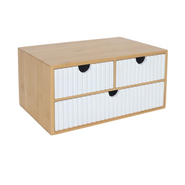 Bambus skuffekasseorganisator, 3 skuffer, multifunktionel