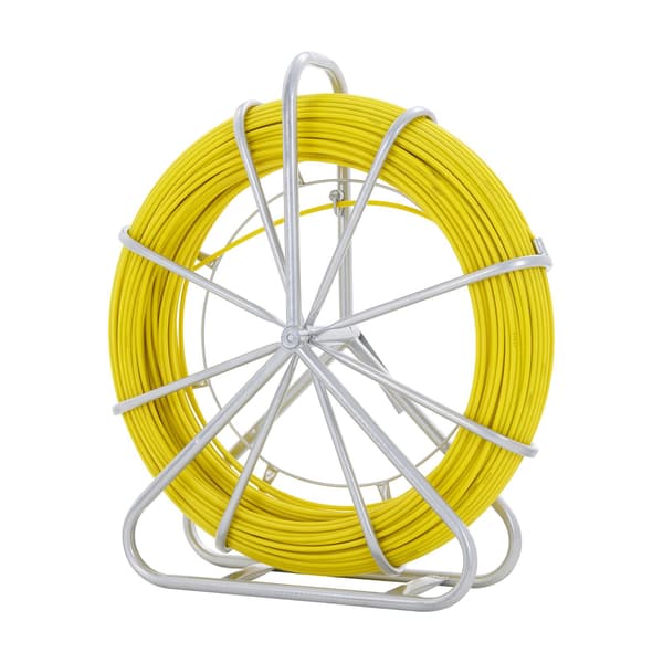 Glasfiberfisktejp 150 m, 8 mm, stålrulle, 3 huvuden