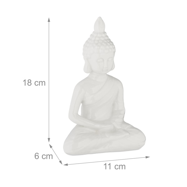 Valkoinen Buddha-figuuri 18 cm