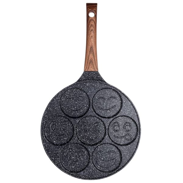 Granit stegepande 26 cm med 7 ansigtsformede huller