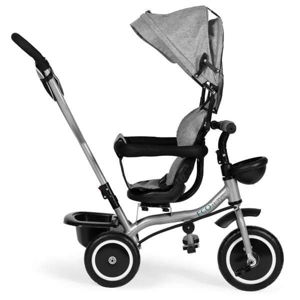 2-i-1 trehjuling barnvagn, vridbart säte, fällbar kapell, grå, ECOTOYS