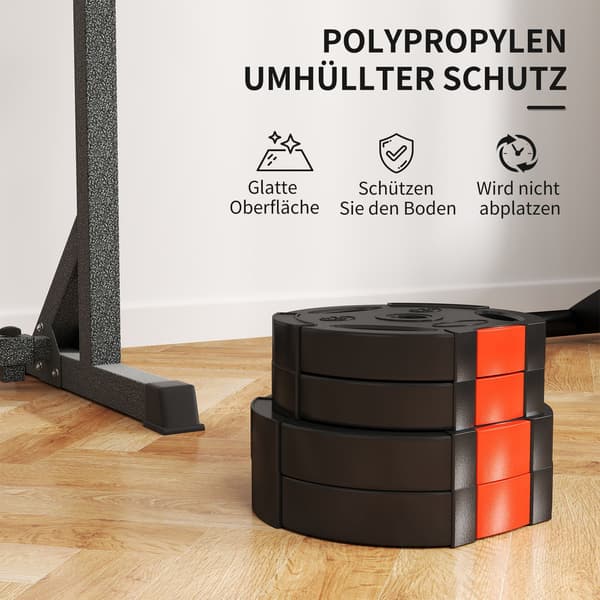 Set med 4 hantelvikter, 2 x 2,5 kg/5kg vikter, viktskivsats, viktskivor för 2,5 cm hantelstång, Ø 25/30 mm hål, svart