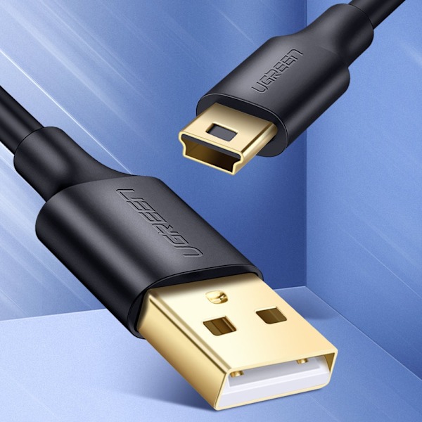 Kaapeli 5-nastainen kullattu USB - mini USB-kaapeli 0,25 m musta